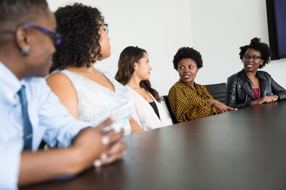 Corporate boardroom meeting