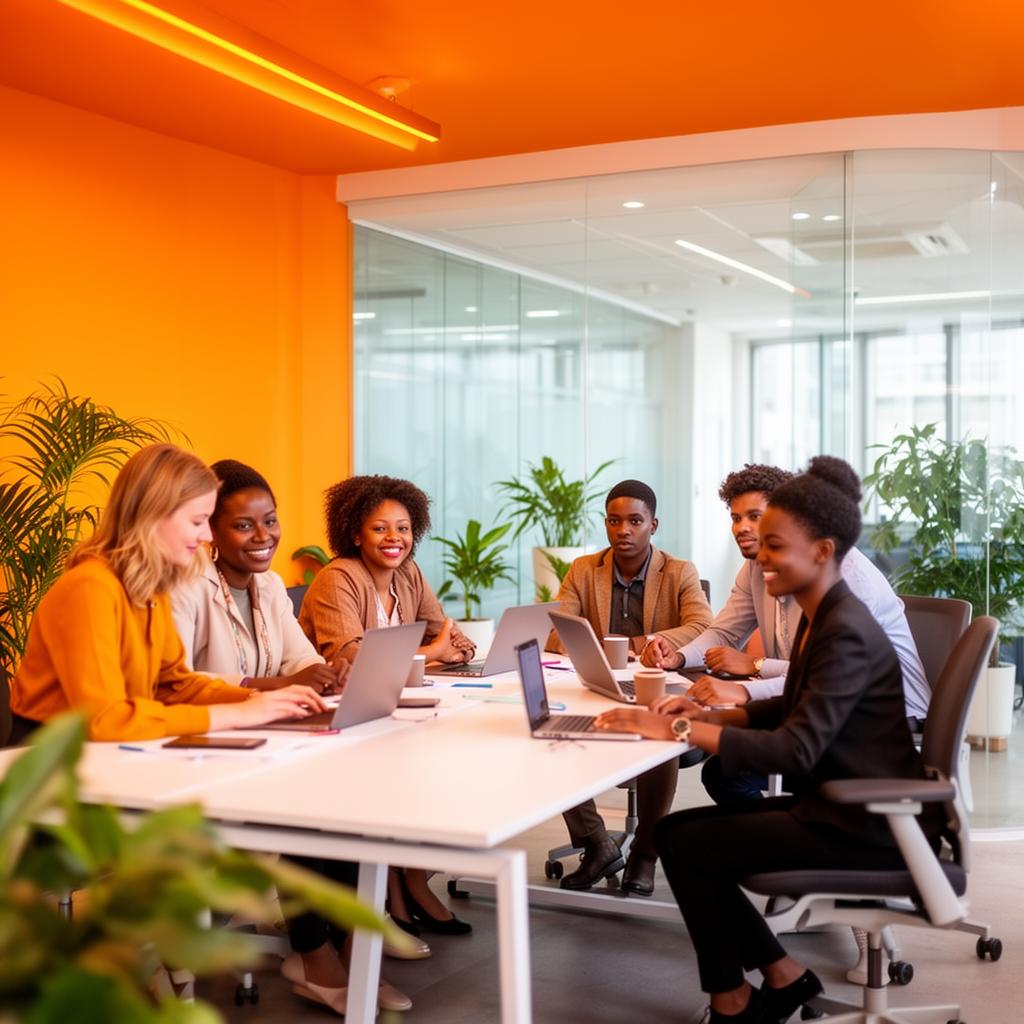 South African professionals collaborating in a modern office