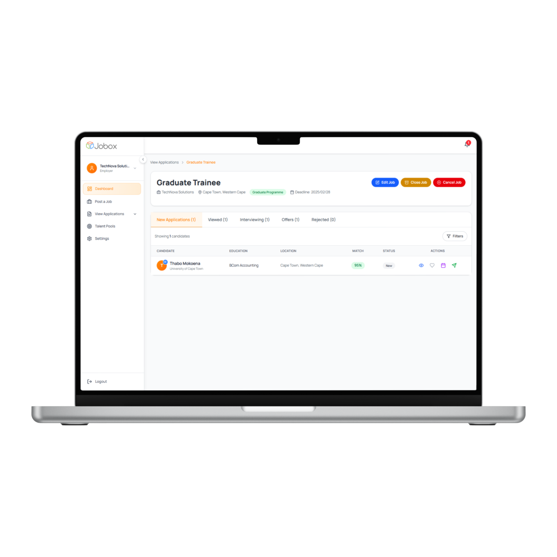 Jobox platform - View Applications